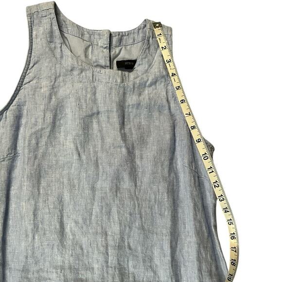 J. Crew Light Blue Sleeveless 100% Linen Tunic Dress Pockets Preppy Size Small - Picture 8 of 10